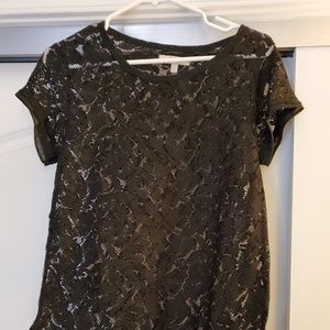 Zara TRF Blk Lace Top Sz S